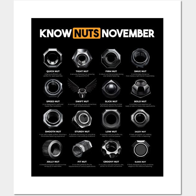 Know Nuts November Funny Word Play Chart - BLACK Wall Art by Abystoic